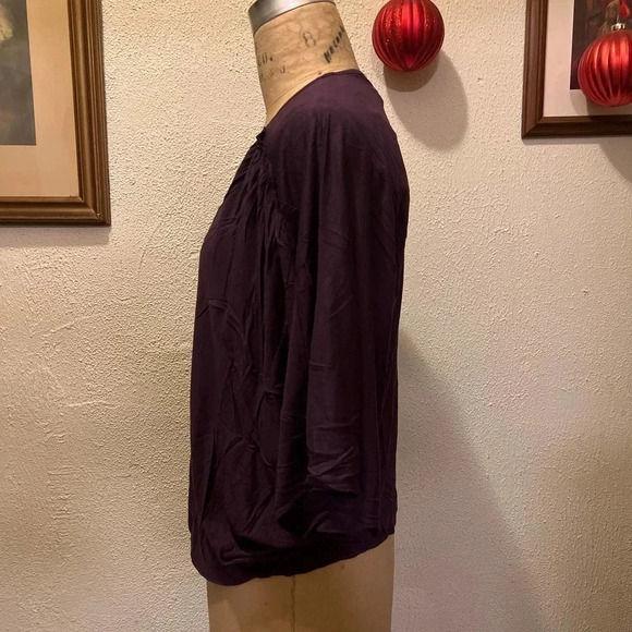 Dollz Eggplant V-neck Open Front Wrap Pullover Top Size L - Picture 4 of 9